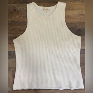 Marled Off-White Ribbed Top NWOT